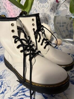 Dr. Martens White Lace-Up Women's Combat Boots